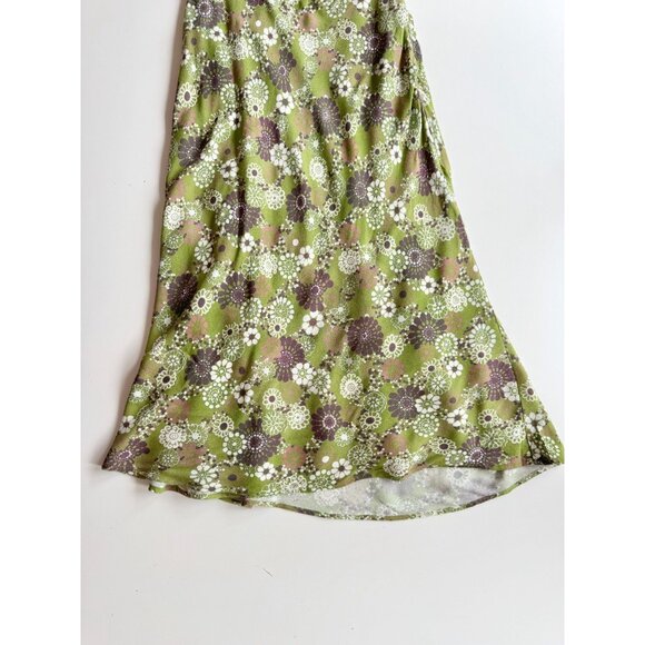 Aritzia WILFRED Bellow Green Floral Crepe Gathered Bust Midi Slip Dress, Size 2 - Picture 7 of 15